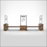 Urbanite-Traverse-Communal-Double-ESPRESSO-Table-W-SQ-Iron-Cage-W-2-Thin-Peds-W-Lights-001